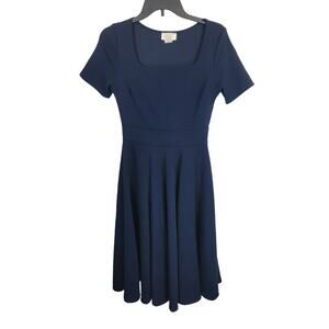 Karen-T Design Navy Blue Square Neck‎ Pinup Swing Dress 90" swing Sz Large